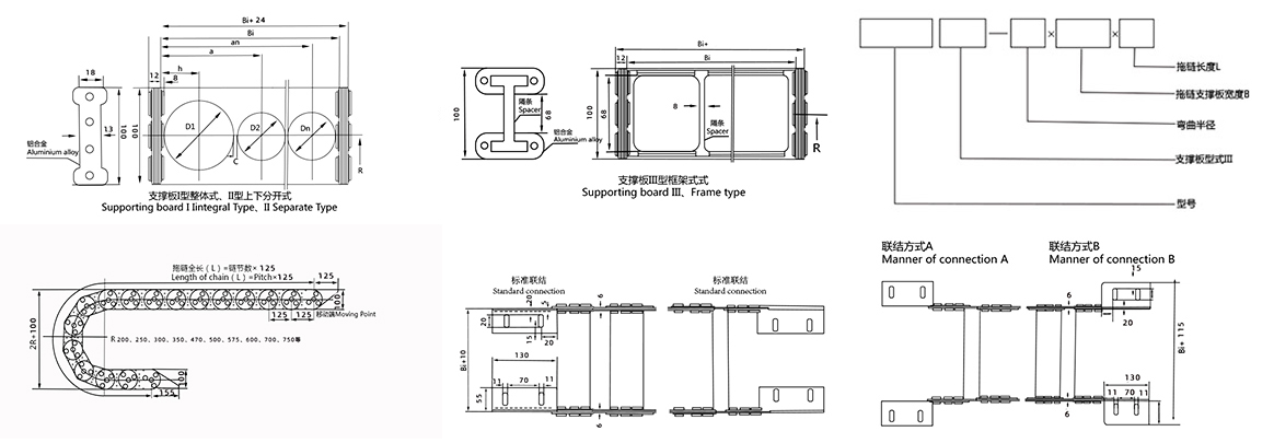 鋼鋁拖鏈安裝尺寸圖