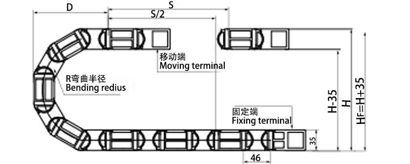 20系列強(qiáng)力型拖鏈主要技術(shù)參數(shù)  圖